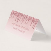 Blush roze - Roos Gold Glitter en Sparkle Visitekaartje (Voorkant)