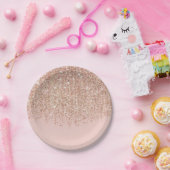 Blush roze & Roos Gold Glitter Glam Party Papieren Bordje (Feest)