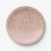 Blush roze & Roos Gold Glitter Glam Party Papieren Bordje (Voorkant)