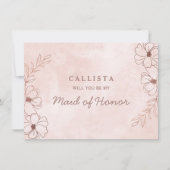 Blush Roze & Roos Gold Maid of Honor proposal Kaar (Voorkant)