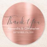 Blush roze - Roos Gold Modern Weddenschap Hartelij Ronde Kartonnen Onderzetter<br><div class="desc">Blush roze - Roos Gold Faux metallisch roestvrij staal Modern en elegant bruiloft Dank u Onderzetters. Deze Roos Gold Drink-koelers kunnen worden aangepast om de jouw naam en de trouwdatum op te nemen. Het Roos Gold Onderzetter maakt deel uit van het Roos Gold Wedding Collectie. De extra pas punten aan...</div>