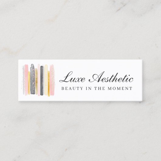 Blush roze & Roos Gold Paint Strokes Sociale media Mini Visitekaartje (Voorkant)