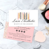 Blush roze & Roos Gold Paint Strokes Sociale media Visitekaartje