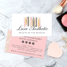 Blush roze & Roos Gold Paint Strokes Sociale media Visitekaartje