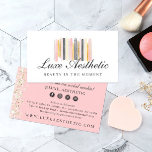 Blush roze & Roos Gold Paint Strokes Sociale media Visitekaartje