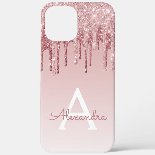 Blush roze - Roos Gold Sparkle Glitter Monogram Case-Mate iPhone Case (Achterkant)