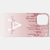 Blush roze - Roos Gold Sparkle Glitter Monogram Case-Mate iPhone Case (Achterkant / Rechts)