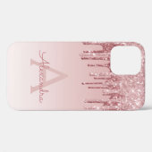 Blush roze - Roos Gold Sparkle Glitter Monogram Case-Mate iPhone Case (Achterkant (horizontaal))