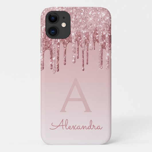 Blush roze - Roos Gold Sparkle Glitter Monogram Case-Mate iPhone Case (Achterkant)