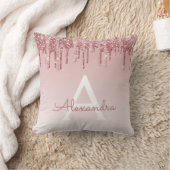 Blush roze - Roos Gold Sparkle Glitter Monogram Kussen (Deken)