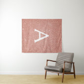 Blush roze - Roos Gold Sparkle Glitter Monogram Wandkleed (In Situ (horizontaal))