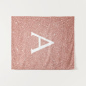 Blush roze - Roos Gold Sparkle Glitter Monogram Wandkleed (Voorkant (horizontaal))