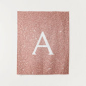 Blush roze - Roos Gold Sparkle Glitter Monogram Wandkleed (Voorkant)