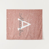 Blush roze - Roos Gold Sparkle Glitter Monogram Wandkleed (Voorkant (horizontaal))
