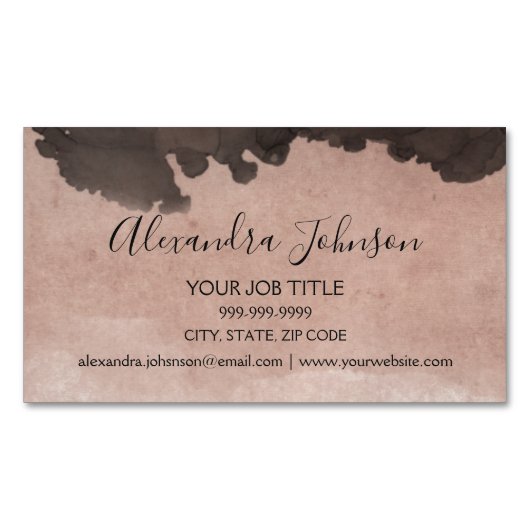 Blush roze | Roos Gold Waterverf Magnetisch Visitekaartje (Voorkant)