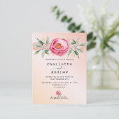 Blush roze roos goud bloemenbruiloft briefkaart (Staand voorkant)