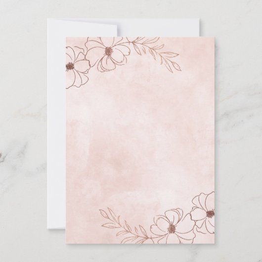 Blush Roze & Roos Goud Chique Bloemen Border Bruil Kaart (Achterkant)