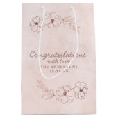 Blush Roze & Roos Goud Gefeliciteerd Bruiloft Medium Cadeauzakje (Voorkant)
