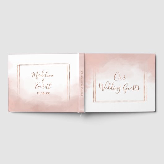 Blush Roze & Roos Goud Lijst Bruiloft Monogram Gastenboek (Volledig)