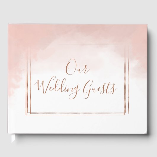 Blush Roze & Roos Goud Lijst Bruiloft Monogram Gastenboek (Voorkant)