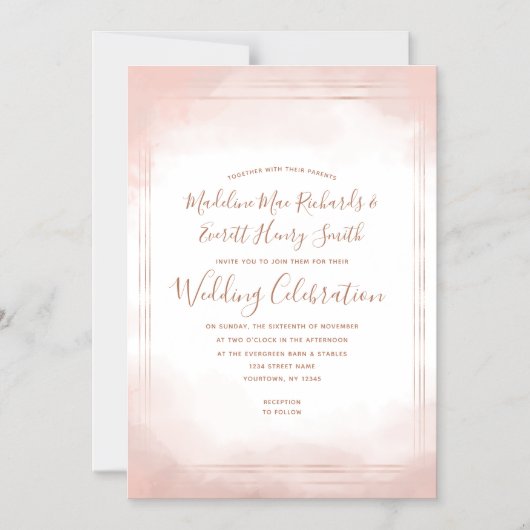 Blush Roze & Roos Goud Magnetische Bruiloft Uitnod Uitnodiging (Voorkant)