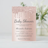 Blush Roze - Roos Goud Meisje Baby shower Kaart (Staand voorkant)