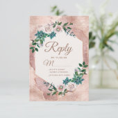 Blush roze roos goud vetplanten bruiloft RSVP (Staand voorkant)