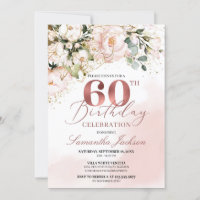 Blush roze roos gouden boho 60e verjaardag