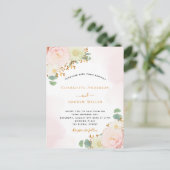 Blush roze roos gouden bruiloft uitnodiging (Staand voorkant)