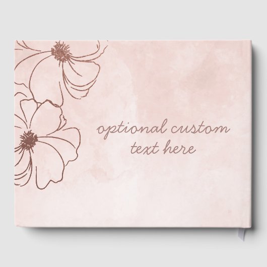 Blush Roze & Roos Gouden Folie Bloemen Border Brui Gastenboek (Achterkant)