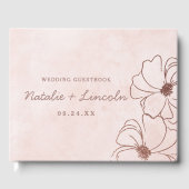 Blush Roze & Roos Gouden Folie Bloemen Border Brui Gastenboek (Voorkant)