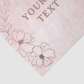 Blush Roze & Roos Gouden Folie Bloemen Border Brui Tissuepapier (Detail)