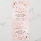 Blush Roze & Roos Gouden Folie Bloemen Border Dine Menu (Voorkant)