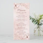 Blush Roze & Roos Gouden Folie Bloemen Border Dine Menu (Staand voorkant)