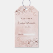 Blush Roze & Roos Gouden Folie Bruids Display Douc Cadeaulabel (Voorkant)