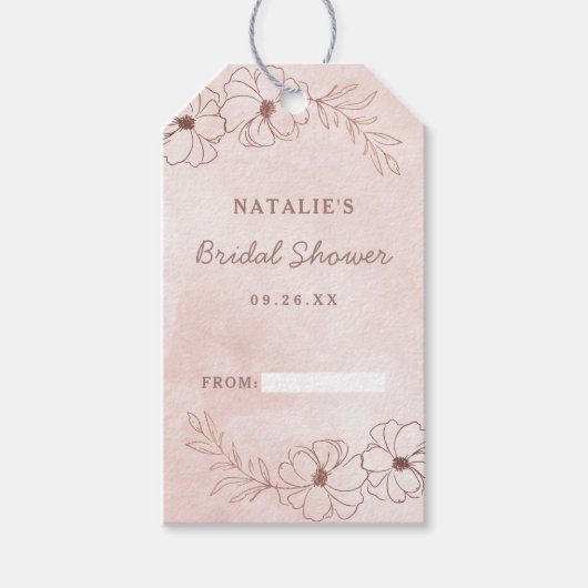 Blush Roze & Roos Gouden Folie Bruids Display Douc Cadeaulabel (Voorkant)