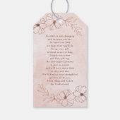 Blush Roze & Roos Gouden Folie Bruids Display Douc Cadeaulabel (Achterkant)