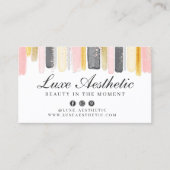 Blush Roze & Roos Gouden Waterverf Nail Afspraak Visitekaartje (Voorkant)