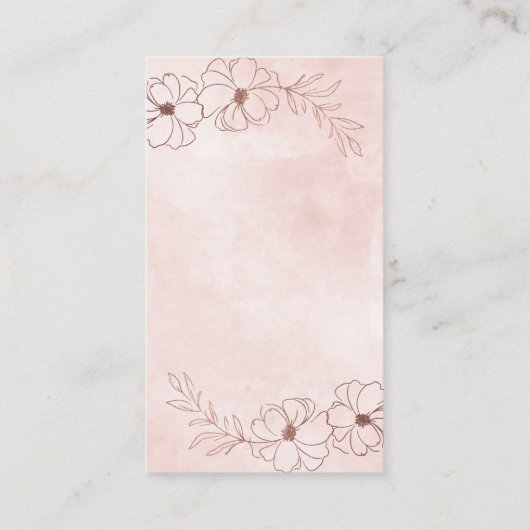 Blush Roze & Roos Goudfolie Bloemen Bruiloft Detai Informatiekaartje (Achterkant)