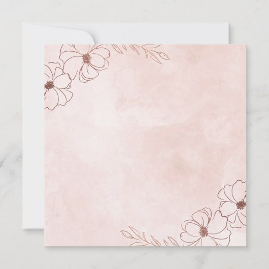 Blush Roze & Roos Goudfolie Bloemen Bruiloft Vierk Kaart (Achterkant)