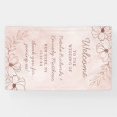 Blush Roze & Roos Goudfolie Bloemen Bruiloft Welko Spandoek (Horizontaal)