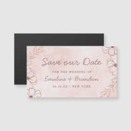 Blush Roze & Roos Goudfolie Bloemen Save the Date