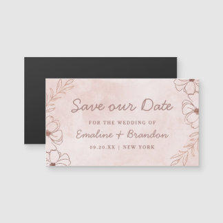 Blush Roze & Roos Goudfolie Bloemen Save the Date