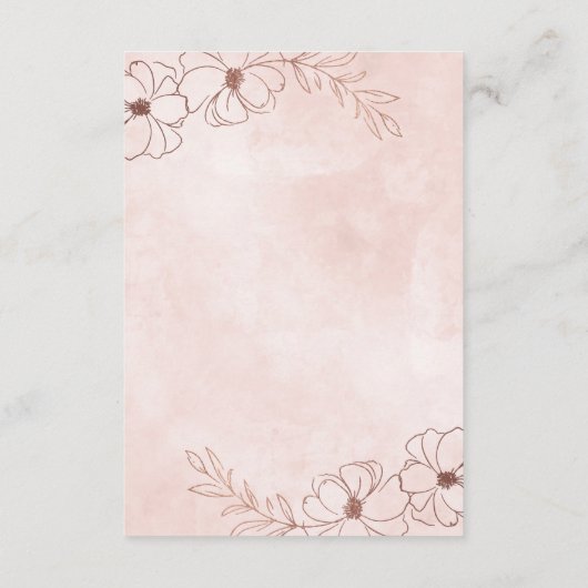 Blush Roze & Roos Goudfolie Bruiloft Informatie Informatiekaartje (Achterkant)