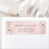 Blush Roze & Roos Goudfolie Bruiloft Retouradres Etiket (Insitu)