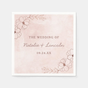 Blush Roze & Roos Goudfolie Chique Bruiloft Monogr Servet
