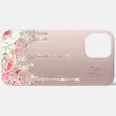 Blush roze roos goudglitter druppelt monogram in Case-Mate iPhone case (Achterkant (horizontaal))