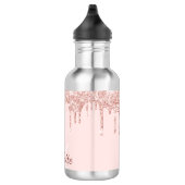 Blush roze roos goudmonogram naam waterfles  (Rechts)