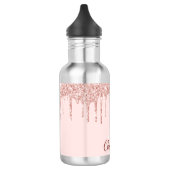 Blush roze roos goudmonogram naam waterfles  (Links)