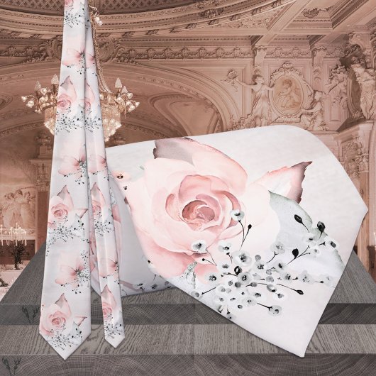 Blush roze Roos, grijze bruine bruiloft Stropdas